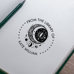 Vintage moon From the library of Round stamp 