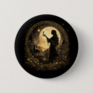 Vintage Moon Goddess Celestial Women Feminine 6 Cm Round Badge