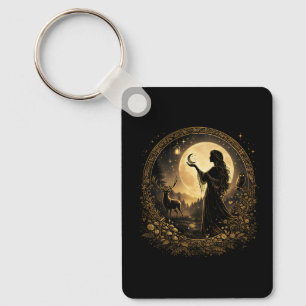 Vintage Moon Goddess Celestial Women Feminine Key Ring