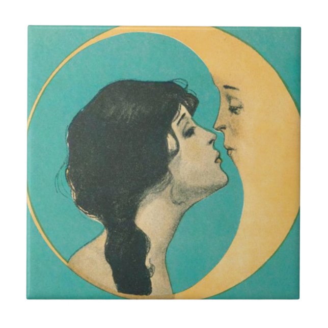 Vintage Moon kissing goddess                       Tile (Front)