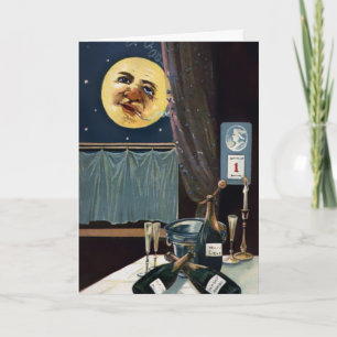 Vintage Moon New Year Holiday Card