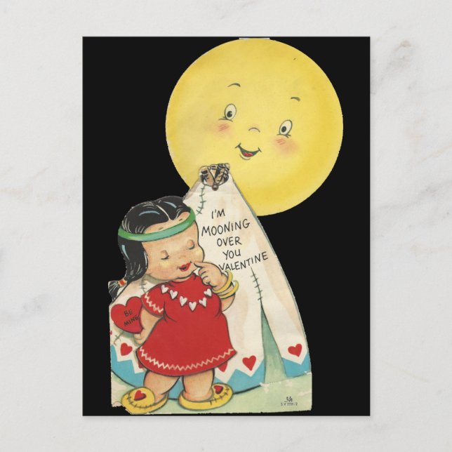 Vintage "Moon Over You" Valentine Holiday Postcard (Front)