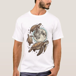 Vintage Moon Sea Turtle Engraving Shirt Design_1