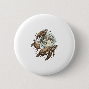 Vintage Moon Sea Turtle Engraving Shirt Design_1 6 Cm Round Badge