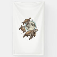 Vintage Moon Sea Turtle Engraving Shirt Design_1