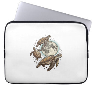 Vintage Moon Sea Turtle Engraving Shirt Design_1 Laptop Sleeve
