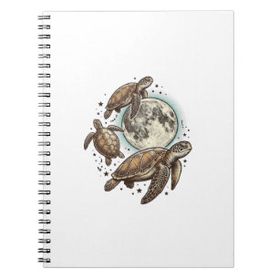 Vintage Moon Sea Turtle Engraving Shirt Design_1 Notebook
