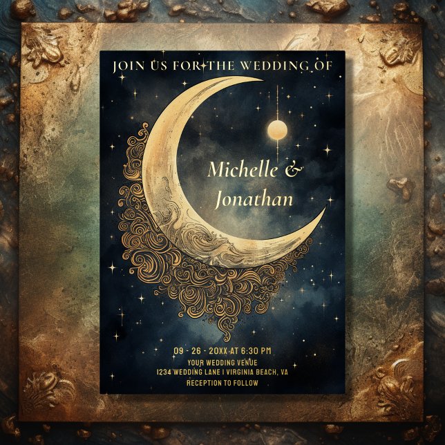 Vintage Moon, Sun and Stars Celestial Wedding (Front - Vintage Moon, Sun and Stars Celestial Wedding Foil Invitation)