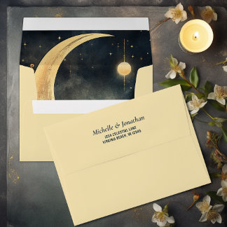 Vintage Moon, Sun and Stars Celestial Wedding Envelope
