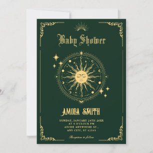 Vintage Moon Sun boho art symbol baby shower Invitation