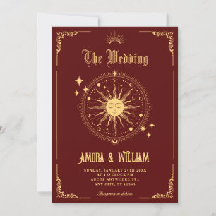 Vintage Moon Sun boho art symbol wedding Invitation