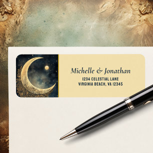 Vintage Moon, Sun, Stars Celestial Wedding Address