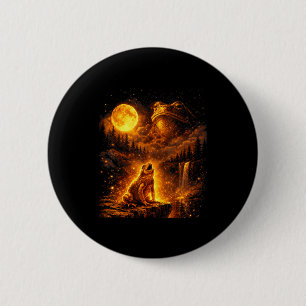 Vintage moonlight animal funny frog howling at the 6 cm round badge