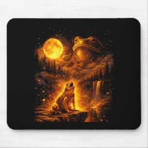 Vintage moonlight animal funny frog howling at the mouse mat