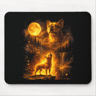 Vintage moonlight dog french bulldog howling at mouse mat