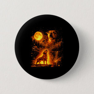 Vintage moonlight dog funny bulldog howling at the 6 cm round badge