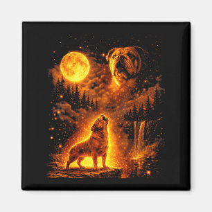 Vintage moonlight dog funny bulldog howling at the magnet