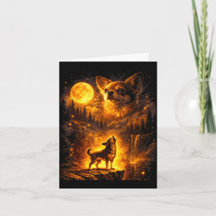 Vintage moonlight dog funny chihuahua howling at card