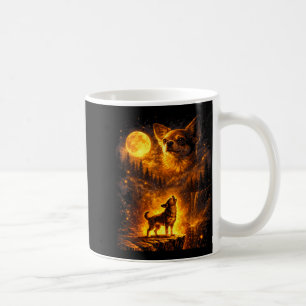 Vintage moonlight dog funny chihuahua howling at coffee mug