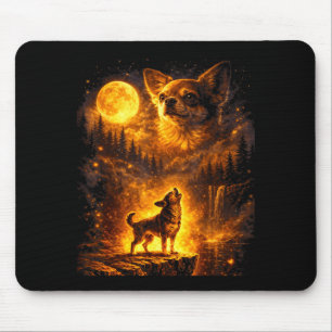 Vintage moonlight dog funny chihuahua howling at mouse mat
