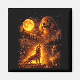 Vintage moonlight dog funny poodle howling at the magnet