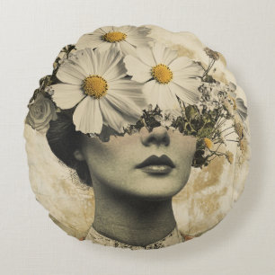 Vintage Moonlit - Boho Vintage Elegance Round Cushion