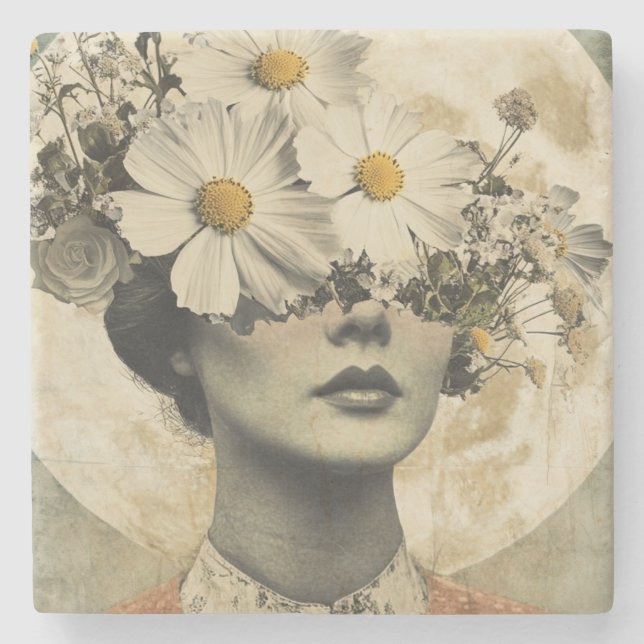 Vintage Moonlit - Boho Vintage Elegance Stone Coaster (Front)