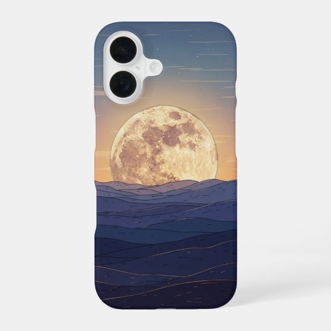 Vintage Moonrise over the Hills iPhone 16 Case (Back)