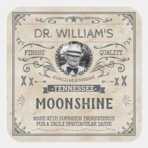 Vintage Moonshine Hillbilly Medicine Custom Brewer Square Sticker