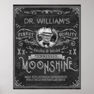 Vintage Moonshine Hillbilly Medicine Custom Grey Poster