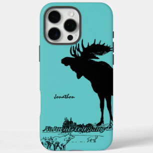 Vintage Moose and Wolf Wildlife Choose Colour iPhone 16 Pro Max Case