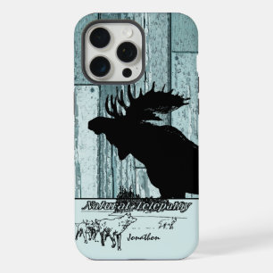 Vintage Moose and Wolf Wildlife iPhone 15 Pro Max Case