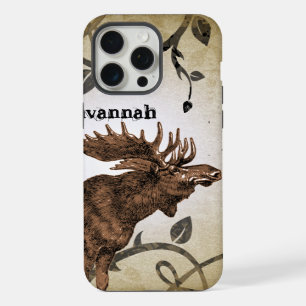 Vintage Moose Faded Damask Burnt Vines iPhone Case