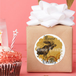 Vintage Moose Gifts Classic Round Sticker