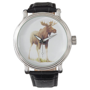 Vintage Moose Illustration, Animal Drawing Watch