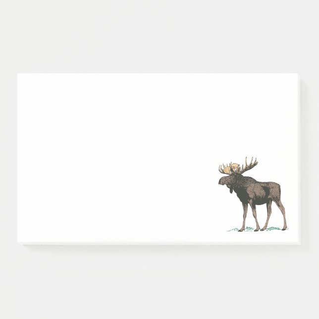 Vintage Moose Illustration Post-it Notes (Front)