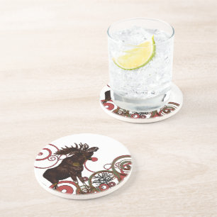 Vintage Moose Lodge Cabin Decor Coasters