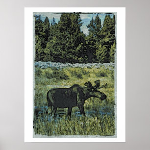 Vintage Moose Photo Poster