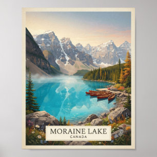 Vintage Moraine Lake Canada Travel Poster Canada