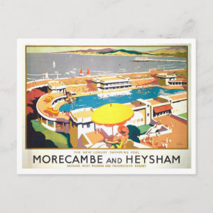 Vintage Morecambe and Heysham Travel Poster Postcard