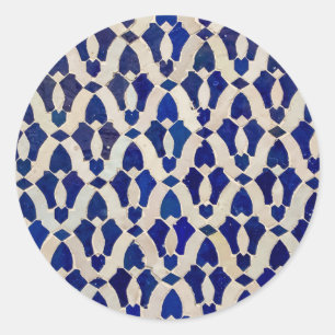Vintage Moroccan Arabesque Tile Mosaic design Classic Round Sticker