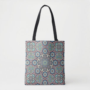 Vintage Moroccan Blue & Teal Pattern Tote Bag