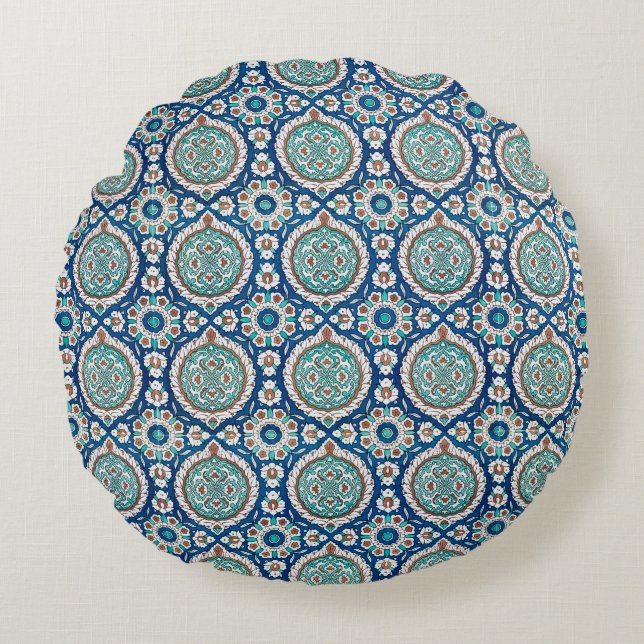 Vintage Moroccan Pattern Round Cushion (Front)