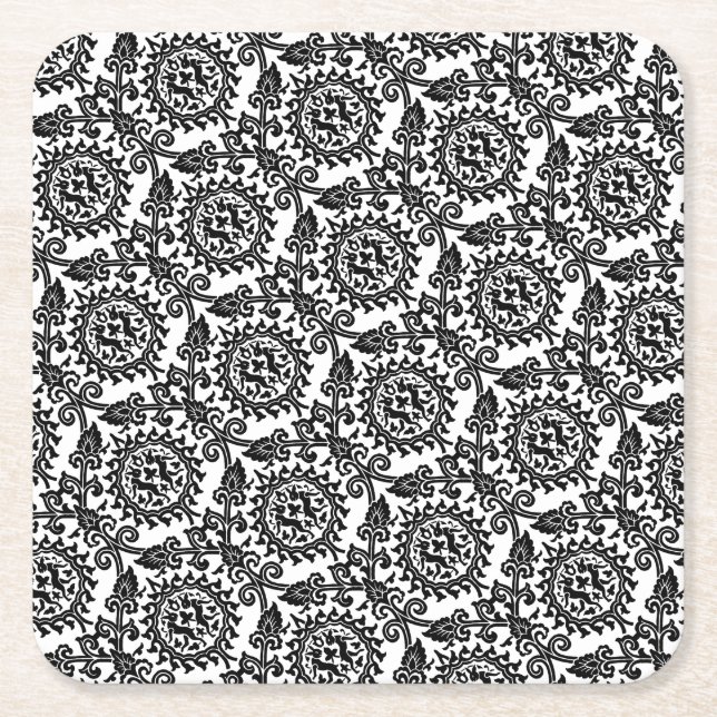 Vintage Moroccan Pattern Square Paper Coaster (Front)