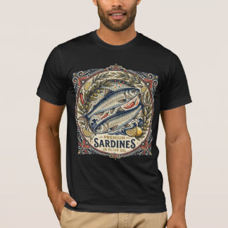 Vintage Moroccan Sardine Tin Retro Coastal Fish T-Shirt