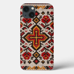 Vintage Moroccan Tribal Orange Floral Pattern iPhone 13 Case