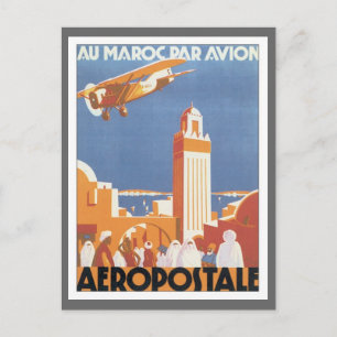 Vintage Morocco Aeropostale Mosque Postcard