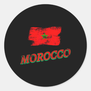 Vintage Morocco Flag Moroccan 2026 Pride Lovers Classic Round Sticker