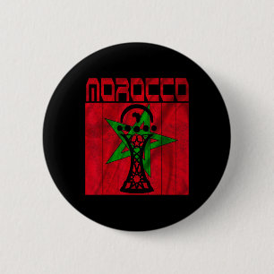 Vintage Morocco, I Love Morocco Map Morocco Soccer 6 Cm Round Badge