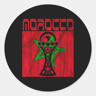 Vintage Morocco, I Love Morocco Map Morocco Soccer Classic Round Sticker
